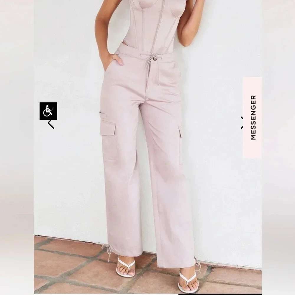 MISTRESS ROCKS STONE LOOSE FIT CARGO TROUSERS Tan Brown Size M - Picture 2 of 6